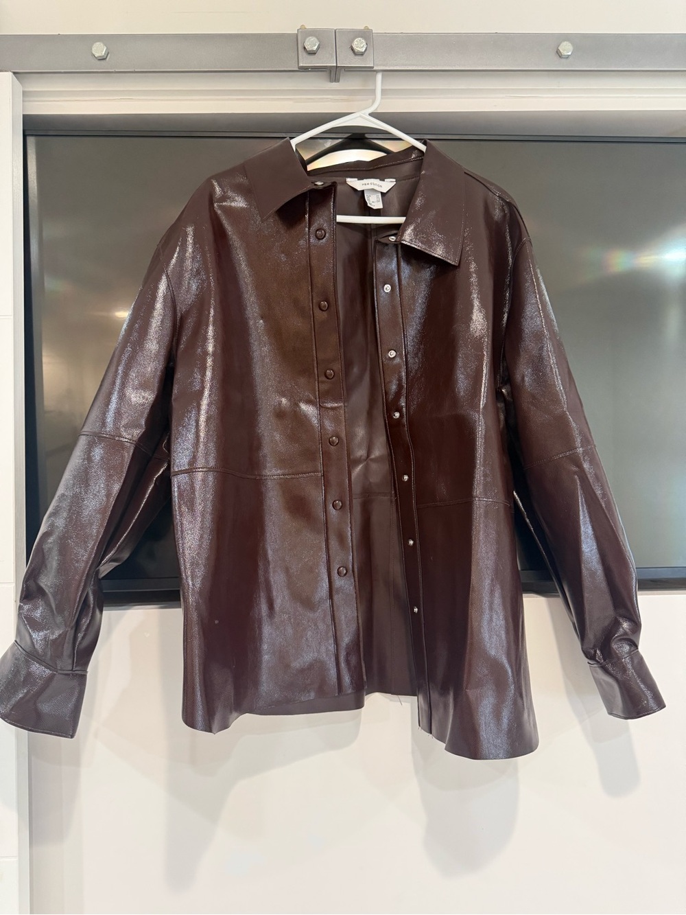 H&M Brown Faux Leather Bomber Jacket